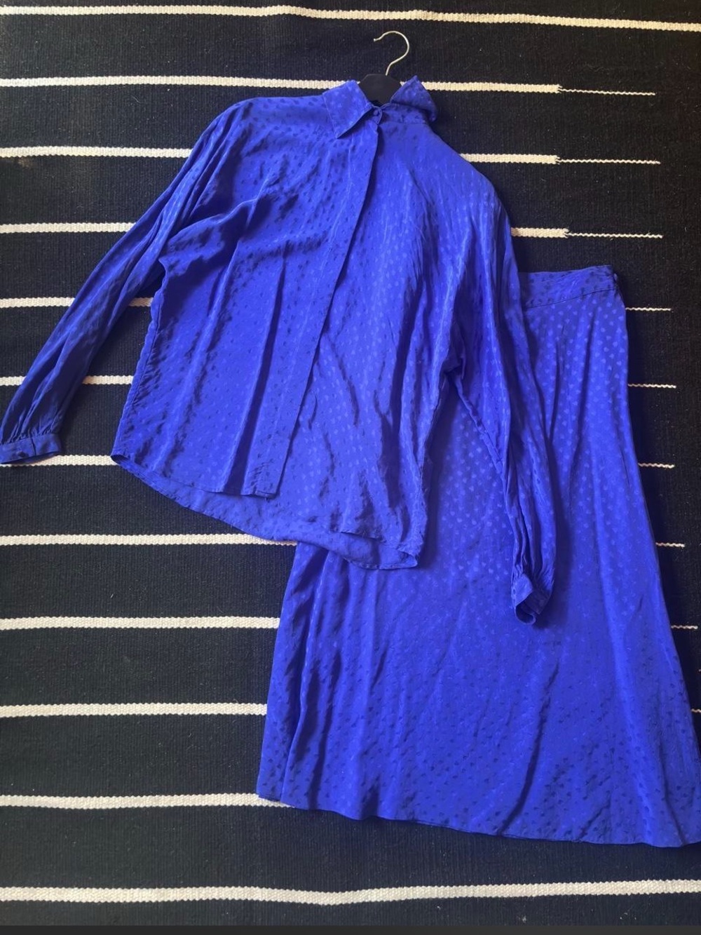 Vtg Lilli Ann & Malcolm Starr purple Silk Skirt Set